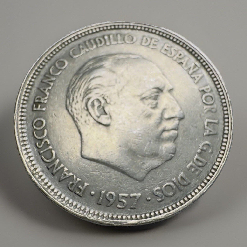 1957 *65* Spain 25 Pesetas ‘Inside-the-Star’ Coin, Franco, Circulated! - Kru’s Katch