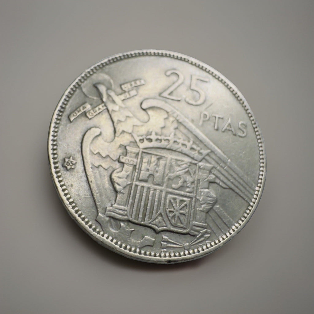 1957 *65* Spain 25 Pesetas ‘Inside-the-Star’ Coin, Franco, Circulated! - Kru’s Katch